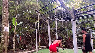LunaBigBooty Dominates Pulldowns in Outdoor Yoga Full-Body Workout