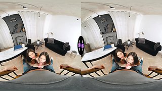 Two cute teens ride your cock in vr with lola bambola