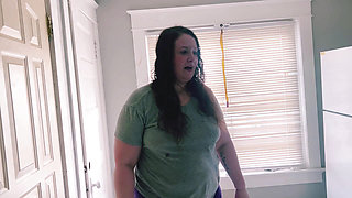 Step mom catches stepson stroking his cock