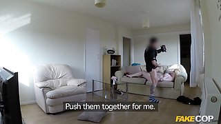Blondie slut invites the policeman to screw her Tight Pussy - faux cop