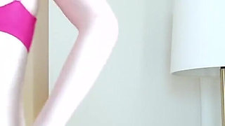 Teen Redhead in pantyhose gets off with her big Vibrator