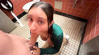 Public Bathroom Fuck with Busty Teen Hailey Rose - Amateur Sex in Toilet