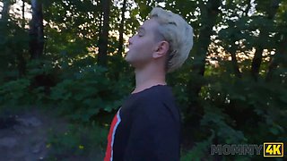 Malusha, the Russian MILF, fucks stranger in park for a quickie with her busty friend