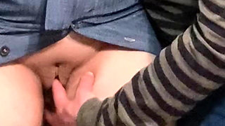 Dirty Hobby! Old Man Fingering Perfect Pussy in Public