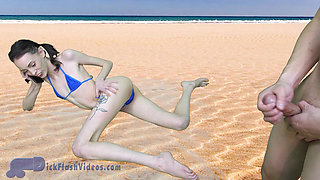 Petite Teen Aria Haze gets Dick-Flashed at the Beach CFNM