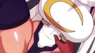 Curvy booty Mirko from My Hero Academia got deep doggy creampie fuck