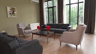 Gardener Caught Me Naked and Slammed His Huge Cock on the Sofa