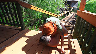Riverside fuck with a redheaded beauty with insane curves