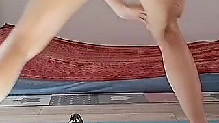 Big Dildo Brought to Orgasm During Sports