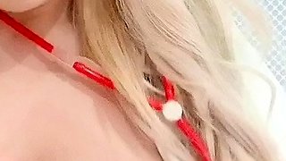 Amateur blonde tattooed babe toying her big cunt