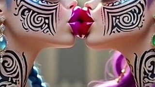 Beautiful Elves Princess Kissing, Ai Animation