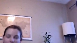 Redhead Teen Plays with Glass Dildo on Webcam