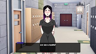 Big boobed mother in an anime visual novel with a caboose